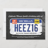 Jungs 16. Geburtstag Michigan Lizenz Einladung (Vorderseite)