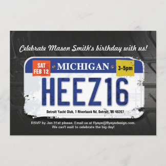 Jungs 16. Geburtstag Michigan Lizenz Einladung