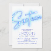 Jungs 16. Neon Pool Geburtstag Einladung (Vorderseite)