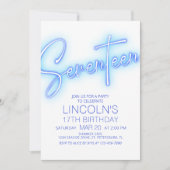 Jungs 17. Neon Pool Geburtstagseinladung Einladung (Vorderseite)