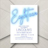 Jungs 18. Neon Pool Geburtstag Einladung