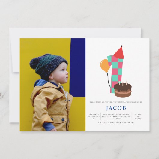 Jungs 1. Geburtstag Einladung (Vorderseite)