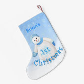 Jungs 1. Weihnachtsschneemann-Individuelle Name Kleiner Weihnachtsstrumpf (Rückseite (Hängend))