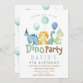 Jungs 4. Dino Geburtstagsparty Einladung (Vorne/Hinten)