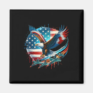 Jungs 4. Juli American Bald Eagle Usa Flag Figh Magnet