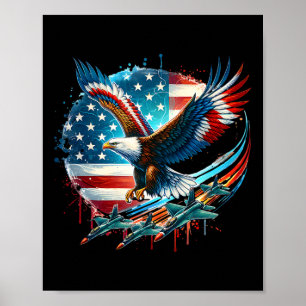 Jungs 4. Juli American Bald Eagle Usa Flag Figh Poster