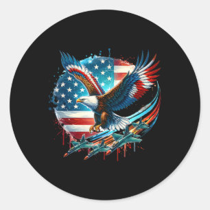 Jungs 4. Juli American Bald Eagle Usa Flag Figh Runder Aufkleber