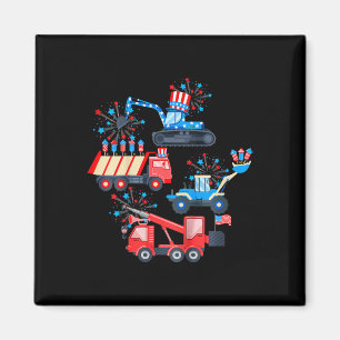 Jungs 4. Juli Kranwagen Baufahrzeug Magnet