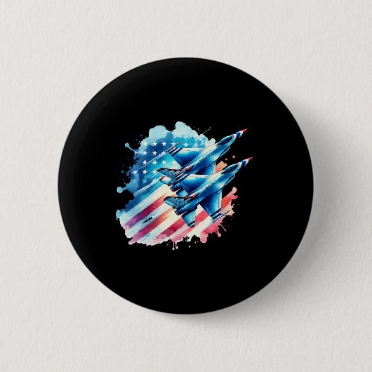 Jungs 4. Juli US-Flagge Fighter Jet 2 Button (Vorderseite)