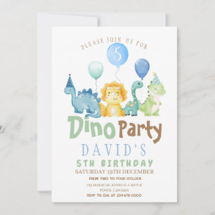 Jungs 5th Dino Geburtstagsparty Einladung