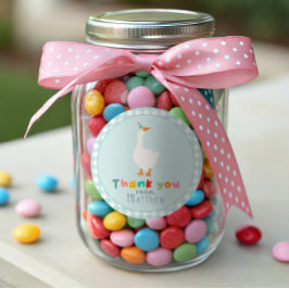 Jungs Albern Gänse Erstgeburt Gingham Gevor Runder Aufkleber