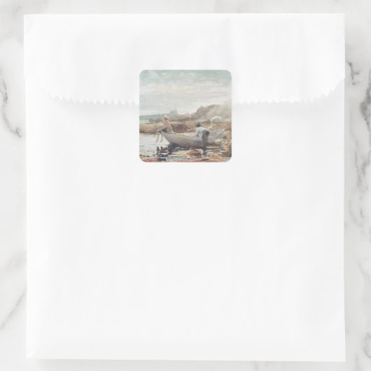 Jungs am Strand Quadratischer Aufkleber (Tasche)