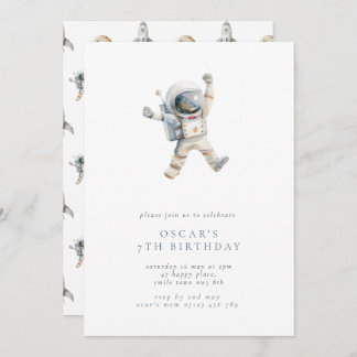 Jungs Astronautin Minimalistisch Space Geburtstags Einladung