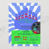 Jungs Bowling Birthday Party Streik, Schüssel Einladung (Vorne/Hinten)