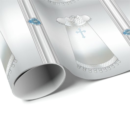 Jungs Christening Geschenkpapier (Rolleneckpunkt)