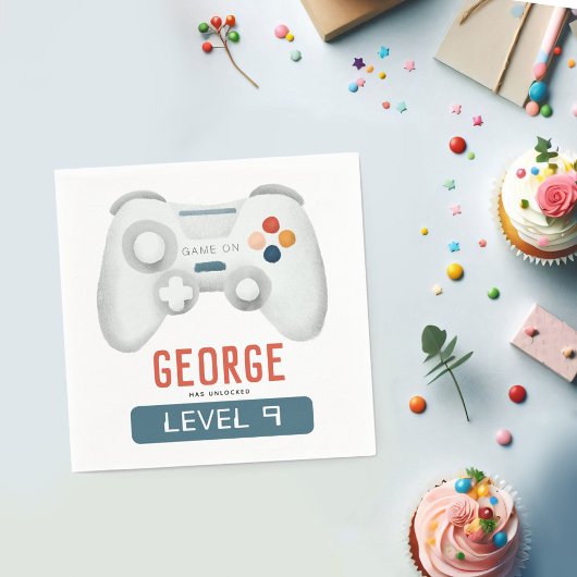 Jungs Cool Blue Gaming Kinder 9. Geburtstag Serviette