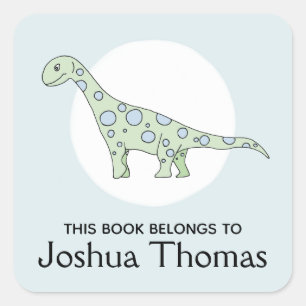 Jungs Cool dieses Buch gehört Dinosaurier Name Kin Quadratischer Aufkleber
