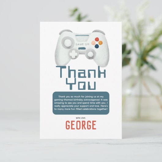 Jungs Cool Gaming Kindergeburtstag Dankeskarte (Stehend Vorderseite)