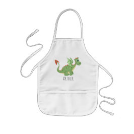Jungs Cool und Magischer Grüner Drache mit Namen Kinderschürze