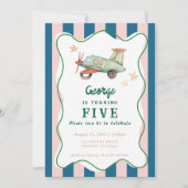 Jungs Coole moderne farbenfrohe Flugzeuge Geburtst Einladung (Vorderseite)