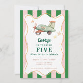 Jungs Coole moderne farbenfrohe Flugzeuge Geburtst Einladung (Vorderseite)