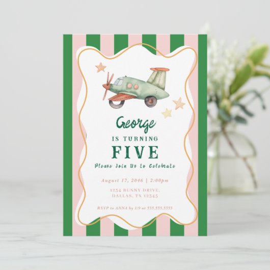 Jungs Coole moderne farbenfrohe Flugzeuge Geburtst Einladung (Stehend Vorderseite)