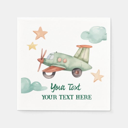 Jungs Coole moderne farbenfrohe Flugzeuge Geburtst Serviette (Vorderseite)