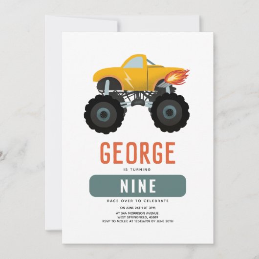 Jungs Cooler LKW-Kindergeburtstag Einladung (Vorderseite)