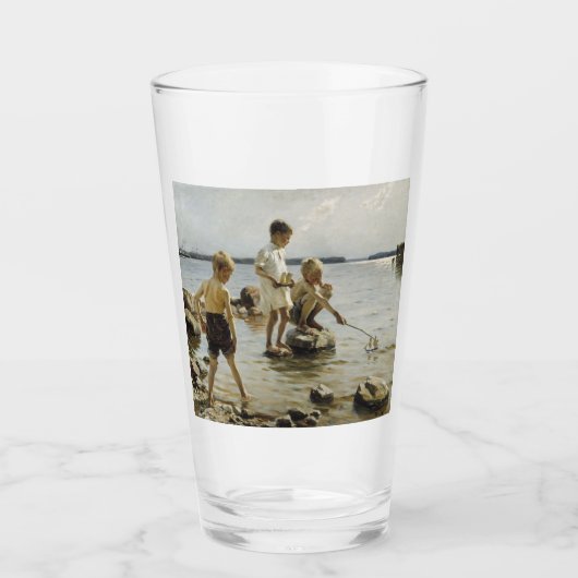 Jungs, die an der Küste spielen (von Albert Edelfe Glas (Vorderseite)