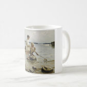 Jungs, die an der Küste spielen (von Albert Edelfe Kaffeetasse (VorderseiteRechts)