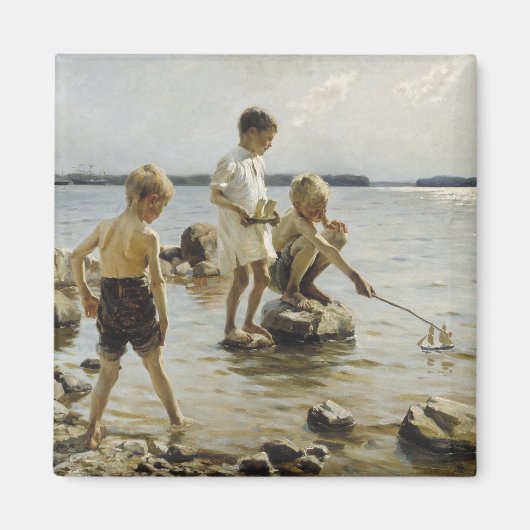 Jungs, die an der Küste spielen (von Albert Edelfe Magnet (Vorne)