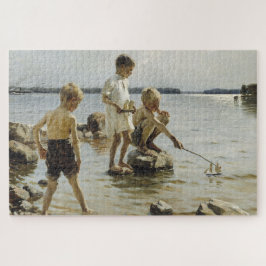 Jungs, die an der Küste spielen (von Albert Edelfe Puzzle