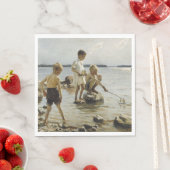 Jungs, die an der Küste spielen (von Albert Edelfe Serviette (Beispiel)