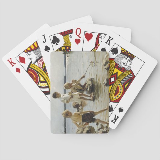Jungs, die an der Küste spielen (von Albert Edelfe Spielkarten (Rückseite)