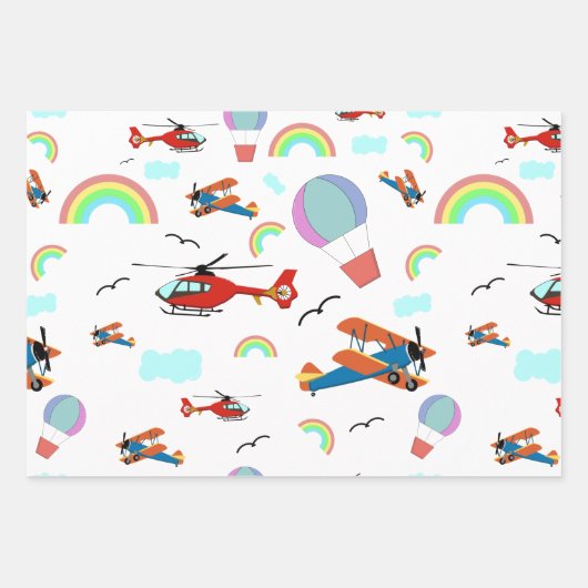 Jungs, die Muster auf Weiß fliegen Geschenkpapier Set (Vorderseite 3)