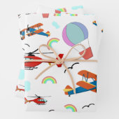 Jungs, die Muster auf Weiß fliegen Geschenkpapier Set (Beispiel)