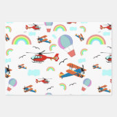 Jungs, die Muster auf Weiß fliegen Geschenkpapier Set (Vorderseite)