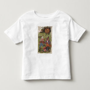 Jungs, die vom Pumpkynmann auf dem Feld laufen Kleinkind T-shirt