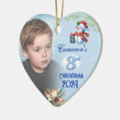 Jungs drittes Personalisiertes Foto Weihnachten He Keramik Ornament (Links)