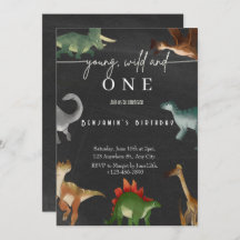 Jungs Einladung zum 1. Geburtstag niedliches Dinos