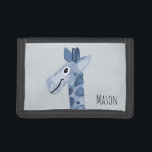 Jungs erste Blue Giraffe aus der Brieftasche mit d Tri-fold Geldbeutel<br><div class="desc">Das Portemonnaie dieses bezaubernden Jungen ist mit einer blauen Aquarellgiraffe ausgestattet und hat Platz für Sie,  um den Namen Ihres kleinen Jungen hinzuzufügen. Ideal für die erste Brieftasche Ihres Kleinkindes! Karo aus der Erholung unserer Kollektion für andere niedliche blaue Safaritiere!</div>