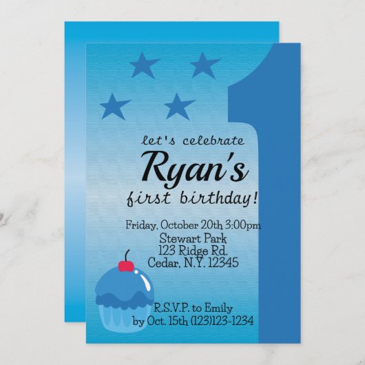 Jungs erste Einladung zum Geburtstag (Vorne/Hinten)