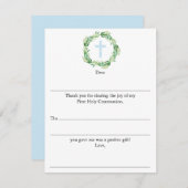 Jungs erste heilige Kommunion füllen Sie bitte aus Mitteilungskarte (Vorne/Hinten)