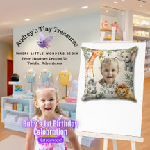 Jungs erster Geburtstag-Jungle-Safari-Wurfkissen