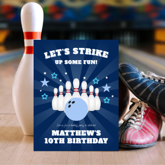 Jungs erwischten Bowling Geburtstagsparty Einladungspostkarte