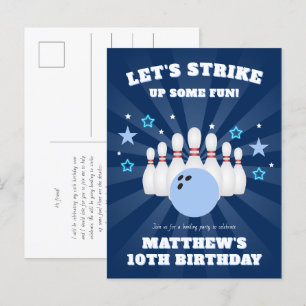 Jungs erwischten Bowling Geburtstagsparty Einladungspostkarte