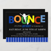 Jungs farbenfrohe Trampolin Bounce Party Einladung (Vorne/Hinten)