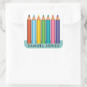 Jungs Farbstifte zurück zur Schule Quadratischer Aufkleber (Tasche)