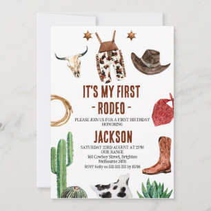 Jungs Foto Mein erster Rodeo Cowboy 1. Geburtstag Einladung