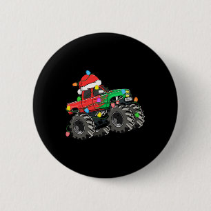 Jungs Frohe Weihnachts Monster Truck Weihnachtsman Button